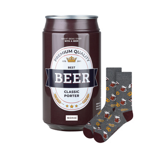 Socken mit Bier-Motiv in Dose Classic Porter