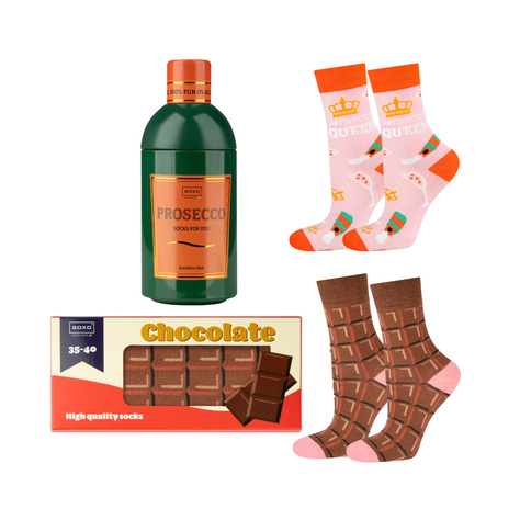 Set mit 2x Damensocken Prosecco + Schokolade | SOXO