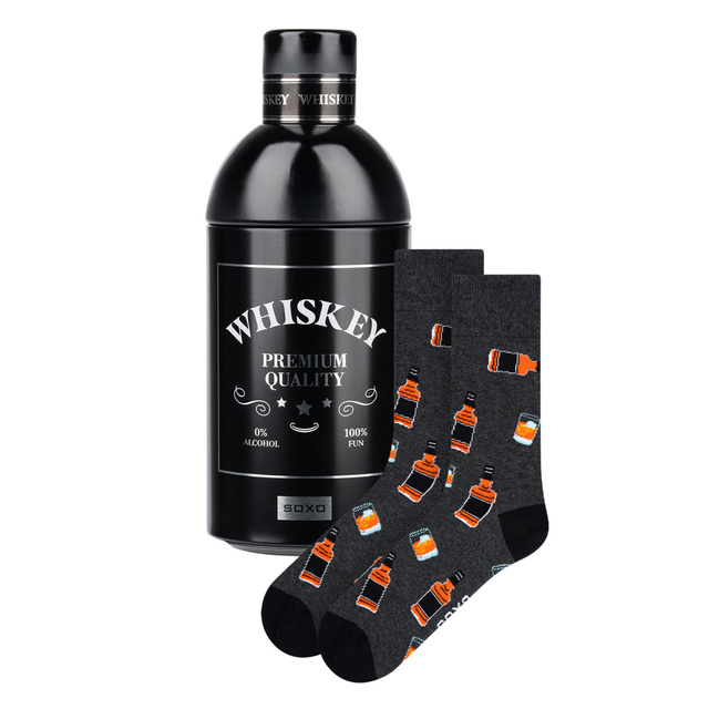 1 Paar von lustigen Socken mit Whiskymotiv einzigartiger Verpackung | Herrensocken | SOXO