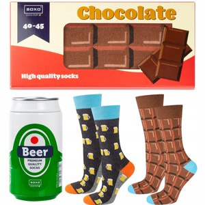 Set mit 2x bunten Herrensocken Bier + Schokolade | SOXO