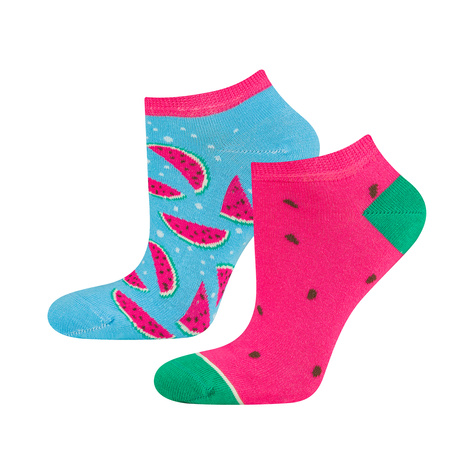 SOXO bunte Damen kurze Socken | rosa und blau