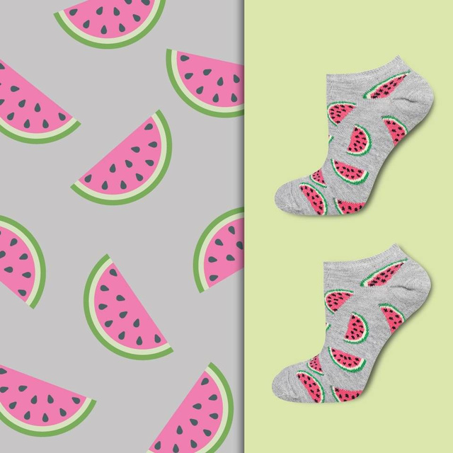 Füßlinge mit Wassermelonen-Motiv