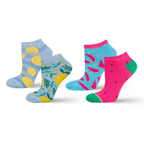 Set mit 2x Kurze Damensocken | Wassermelone + Zitrone | SOXO