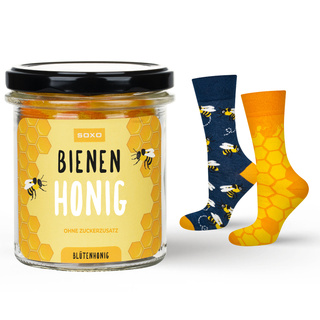 1 Paar von lustigen Socken mit Honigmotiv im Glas | Herrensocken | SOXO