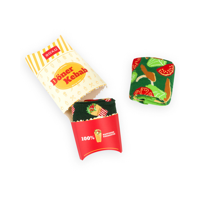 2 Paar von lustigen Socken mit Kebabmotiv in einzigartiger Verpackung | Herrensocken | SOXO