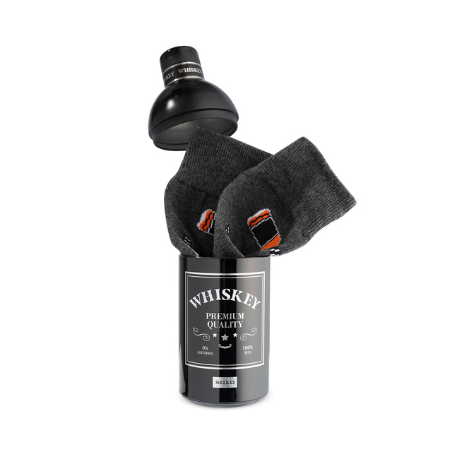1 Paar von lustigen Socken mit Whiskymotiv einzigartiger Verpackung | Herrensocken | SOXO
