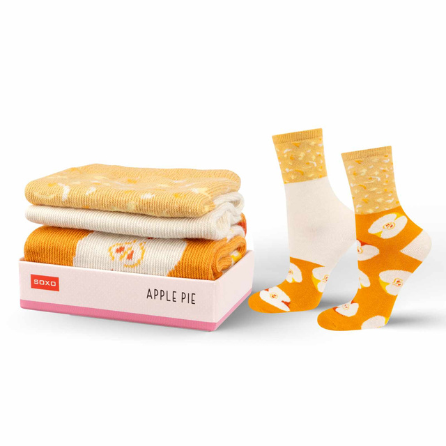 1 Paar von lustigen Socken mit Apple Piemotiv in einzigartiger Verpackung | Damensocken | SOXO