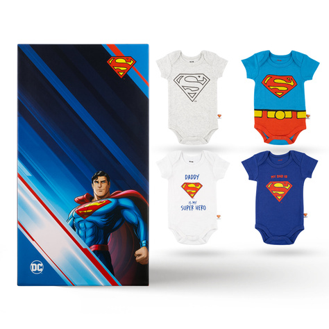 Set aus 4x Warner Bros Superman Baby-Bodys 