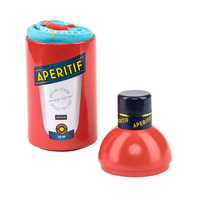 1 Paar von lustigen Socken mit Aperitif motiv in einzigartiger Verpackung | Damensocken | SOXO