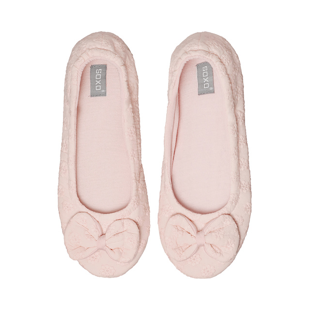 SOXO bequem Damen Hausschuhe | rosa Ballerinas