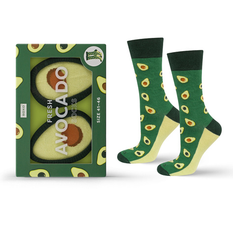 1 Paar von lustigen Socken mit Avocadomotiv in einzigartiger Verpackung | Damen-/Herrensocken | SOXO