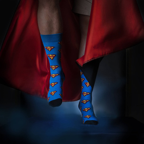 Set mit 2x lustigen Herrensocken Batman + Superman DC COMICS  | SOXO 