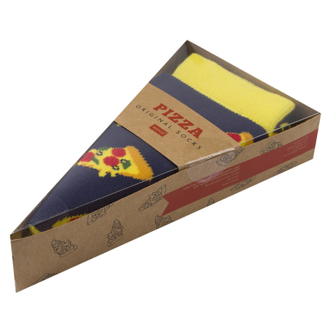 Bunte Herrensocken | Frauen SOXO mit einer Pizza in einer Schachtel | Geschenk für einen Mann | Geschenk für Frau