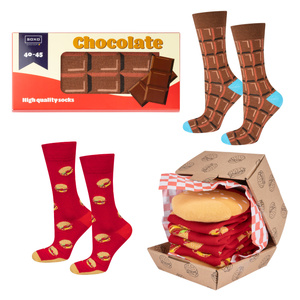 Set mit 2x bunten Herrensocken Hamburger + Schokoladen | SOXO