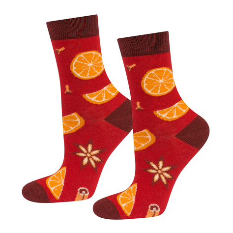 1 Paar von lustigen Socken mit Mulled wine motiv in einer Flasche | Damensocken | SOXO