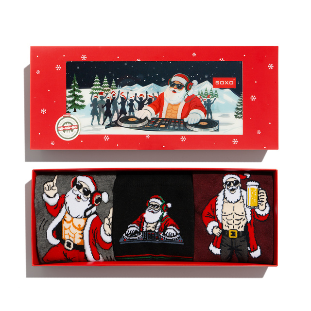 Socken mit Frecher Weihnachtsmann DJ 3er-Pack