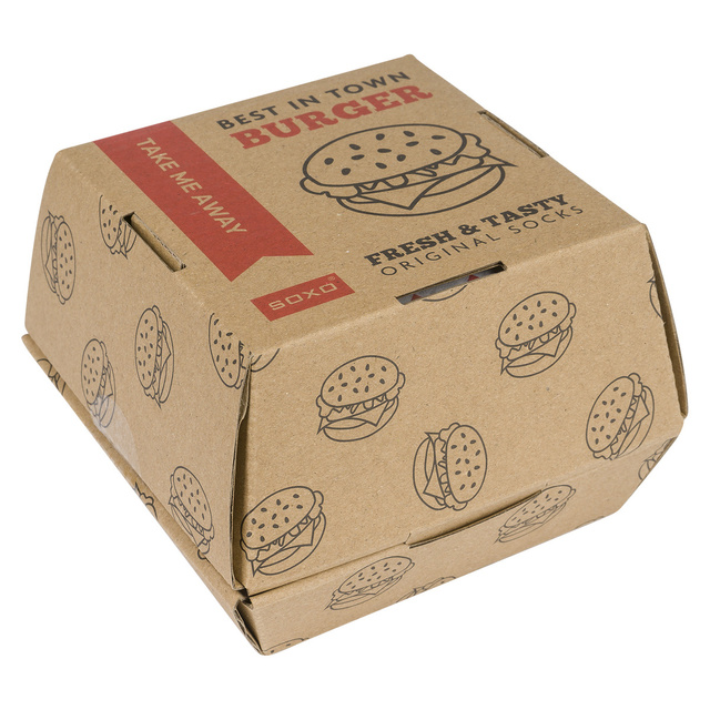 Set aus Steaksocken und Hamburgersocken in einer Box