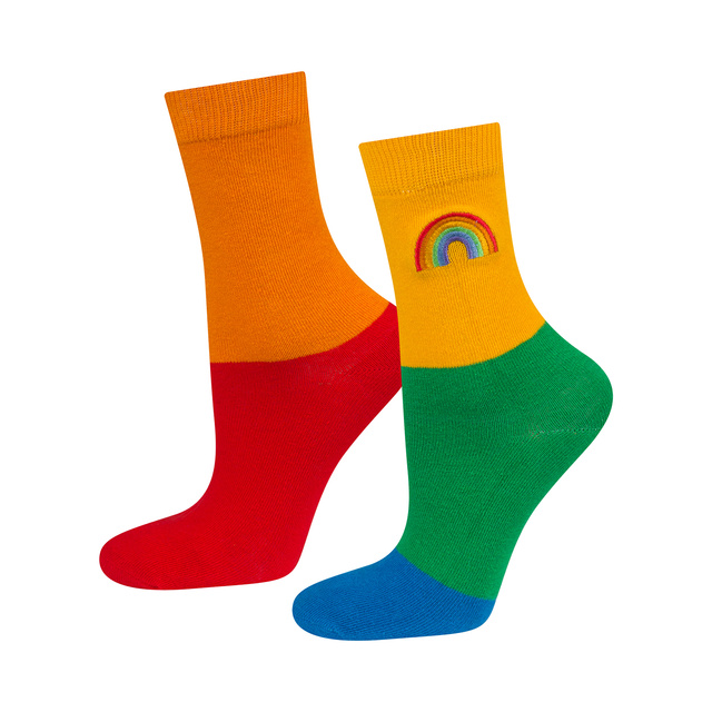 1 Paar von lustigen Socken mit Regenbogenmotiv in einzigartiger Verpackung | Damen-/Herrensocken | SOXO