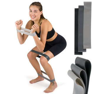 Set aus 3x Soxo grauen Widerstandsbändern für Übungen