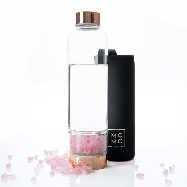 Rosenquarz-Wasserflasche 450mL 
