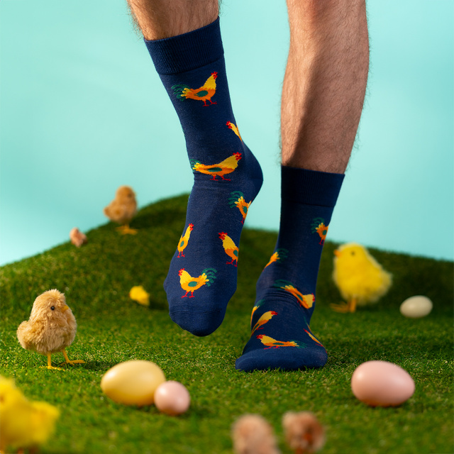 Socken mit Ei und Huhn-Motiv 2er-Pack