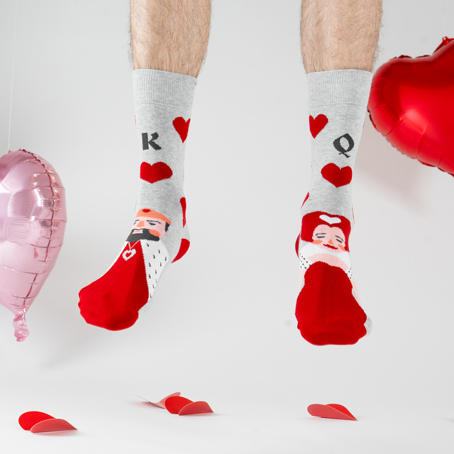 Socken mit König-und-Königin-Motiv