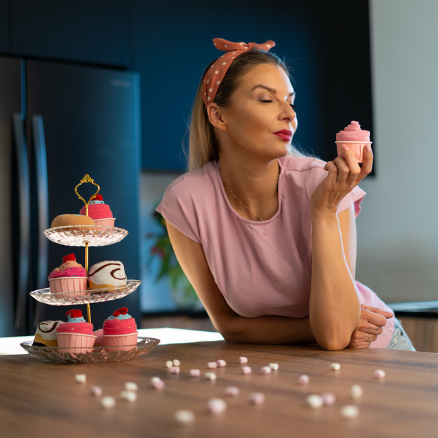 Socken mit Cupcake-Motiv