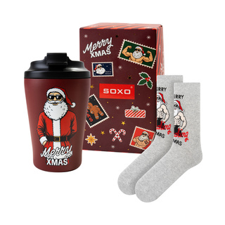 Frecher Weihnachtsmann Socken + Thermobecher Geschenkset