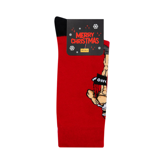 Socken mit Frechem Bodybuilder Weihnachtsmann-Motiv 3er-Pac