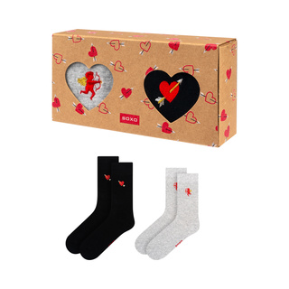 2 Paar von lustigen Socken für Valentinstag im einzigartiger Verpackung | Damen-/Herrensocken | SOXO