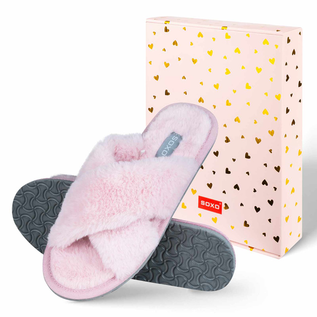 Damen-Hausschuhe mit Riemen Rosa