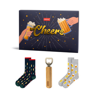 Set Socken Cheers-Motiv 2er-Pack + Flaschenöffner