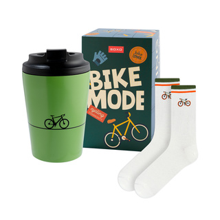 Geschenkset Socken Fahrrad + Thermobecher