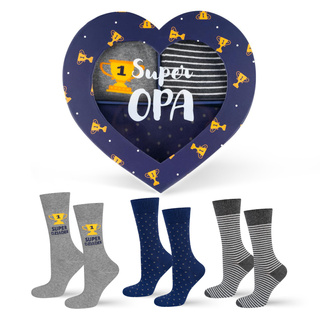 Socken mit Super Opa-Motiv 3er-Pack