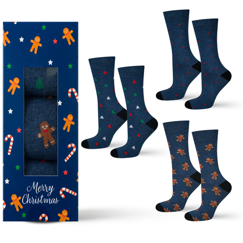 3 Paare von lustigen Socken mit Weihnachten motiv in einzigartiger Verpackung | Herrensocken | SOXO