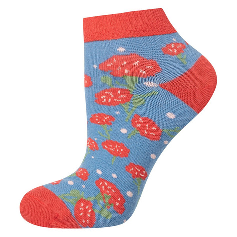 SOXO bunte Damen kurze Socken | Mohnblumen Mustern