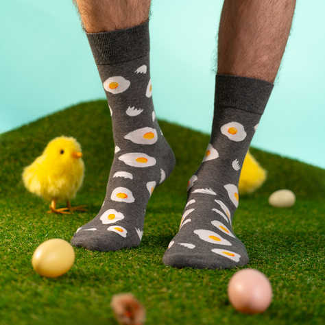 3 Paar von lustigen Socken mit Eggsmotiv in einzigartiger Verpackung | Damen-/Herrensocken | SOXO