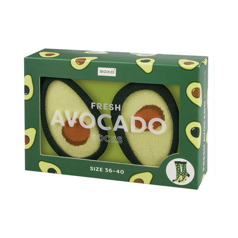 1 Paar von lustigen Socken mit Avocadomotiv in einzigartiger Verpackung | Damen-/Herrensocken | SOXO