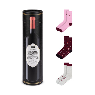 Socken mit Rotwein-Motiv 3er-Pack
