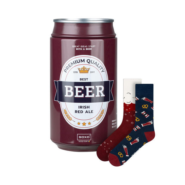 1 Paar von lustigen Socken mit Irish Red Ale Bierdmotiv in einzigartiger Verpackung | Herrensocken | SOXO