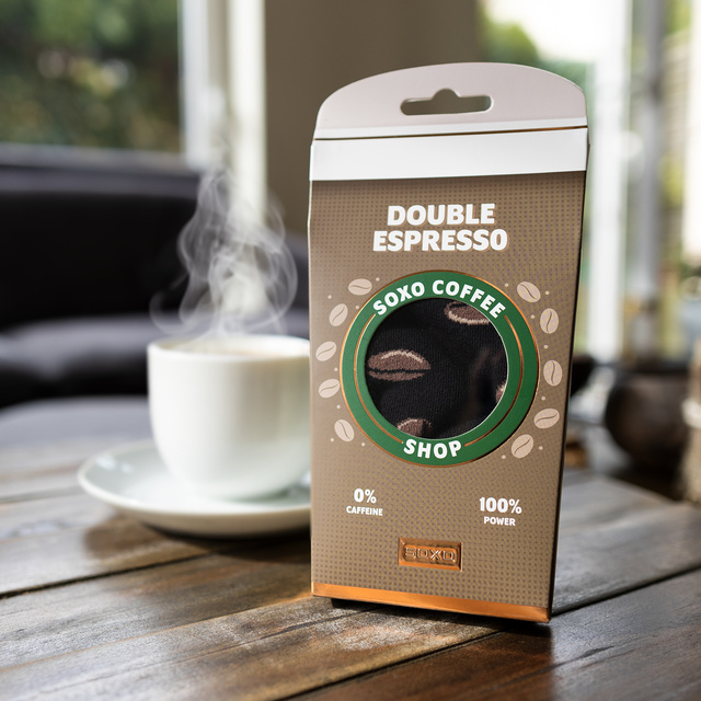 Socken mit Espresso-Motiv