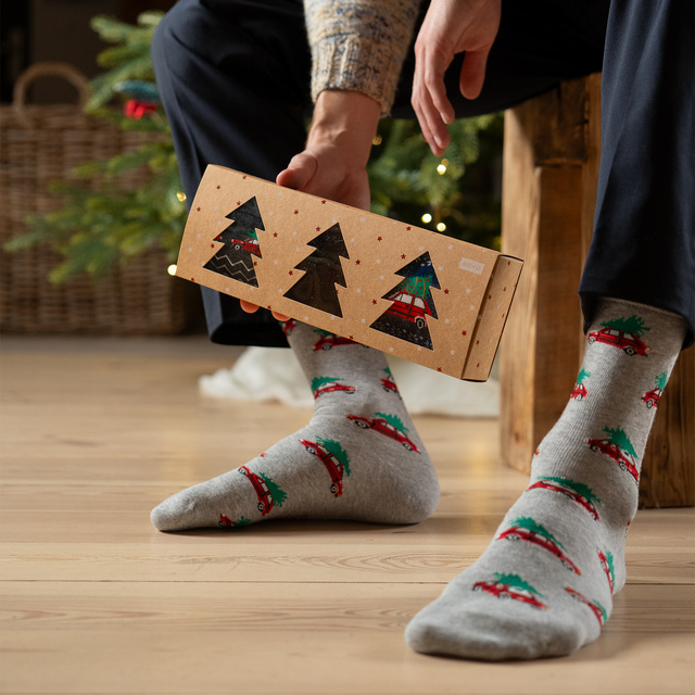Socken mit Weihnachts Auto-Motiv 3er-Pack