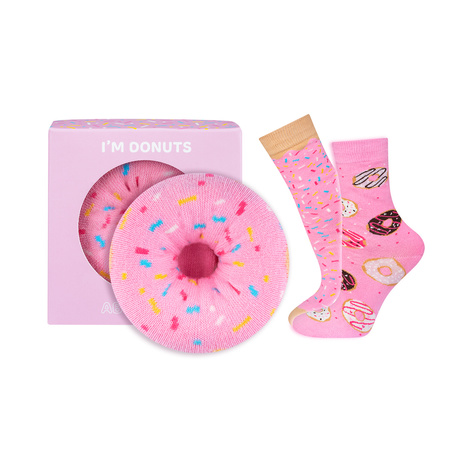 1 Paare von lustigen Socken mit Donutmotiv in einzigartiger Verpackung | Damensocken | SOXO