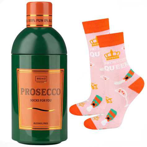 Bunte set 2x Frauensocken SOXO GOOD STUFF Prosecco und Aperitifi n der Geschenkflasche