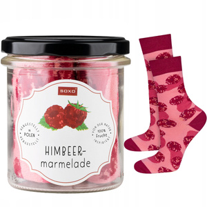 1 Paare von lustigen Socken mit Himbeer marmelademotiv im eine Glass | Damensocken | SOXO