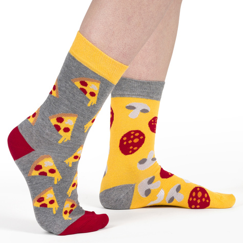 Buntes Set 5x Damen Socken SOXO nicht übereinstimmende Geschenk Pizza