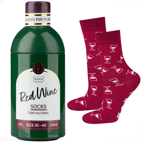  Set mit 2x Damensocken | Rotwein + Weißwein in einzigartiger Verpackung | SOXO