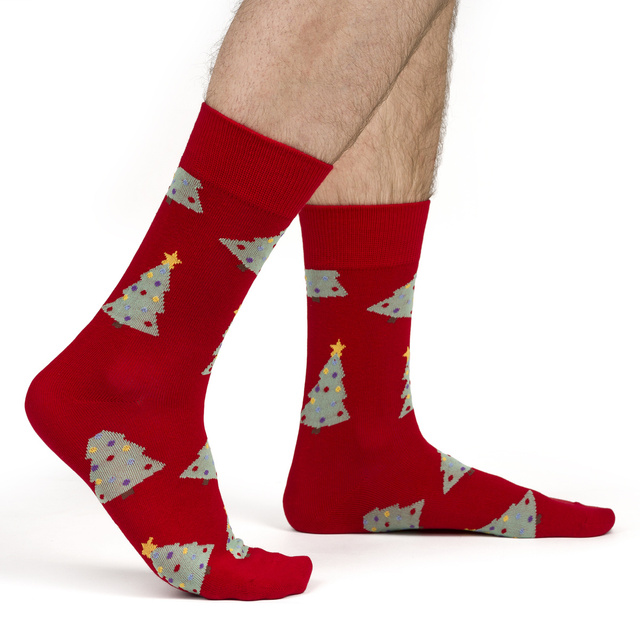 4 Paar von lustigen Socken mit Weihnachtsmotiv in einzigartiger Verpackung | Herrensocken | SOXO