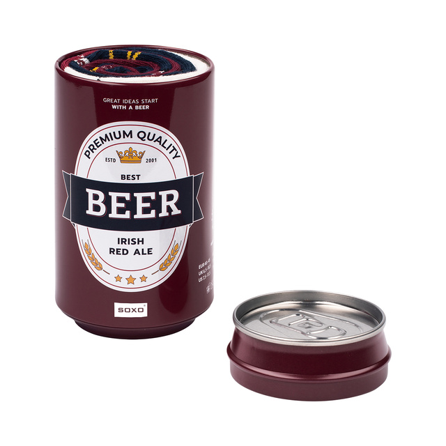 1 Paar von lustigen Socken mit Irish Red Ale Bierdmotiv in einzigartiger Verpackung | Herrensocken | SOXO