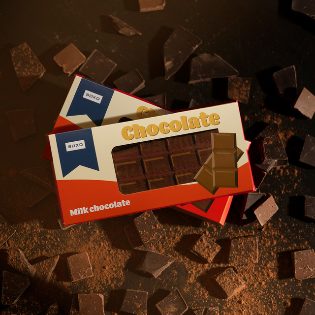 1 Paar von lustigen Socken mit Schokoladenmotiv in einzigartiger Verpackung | Herrensocken | SOXO